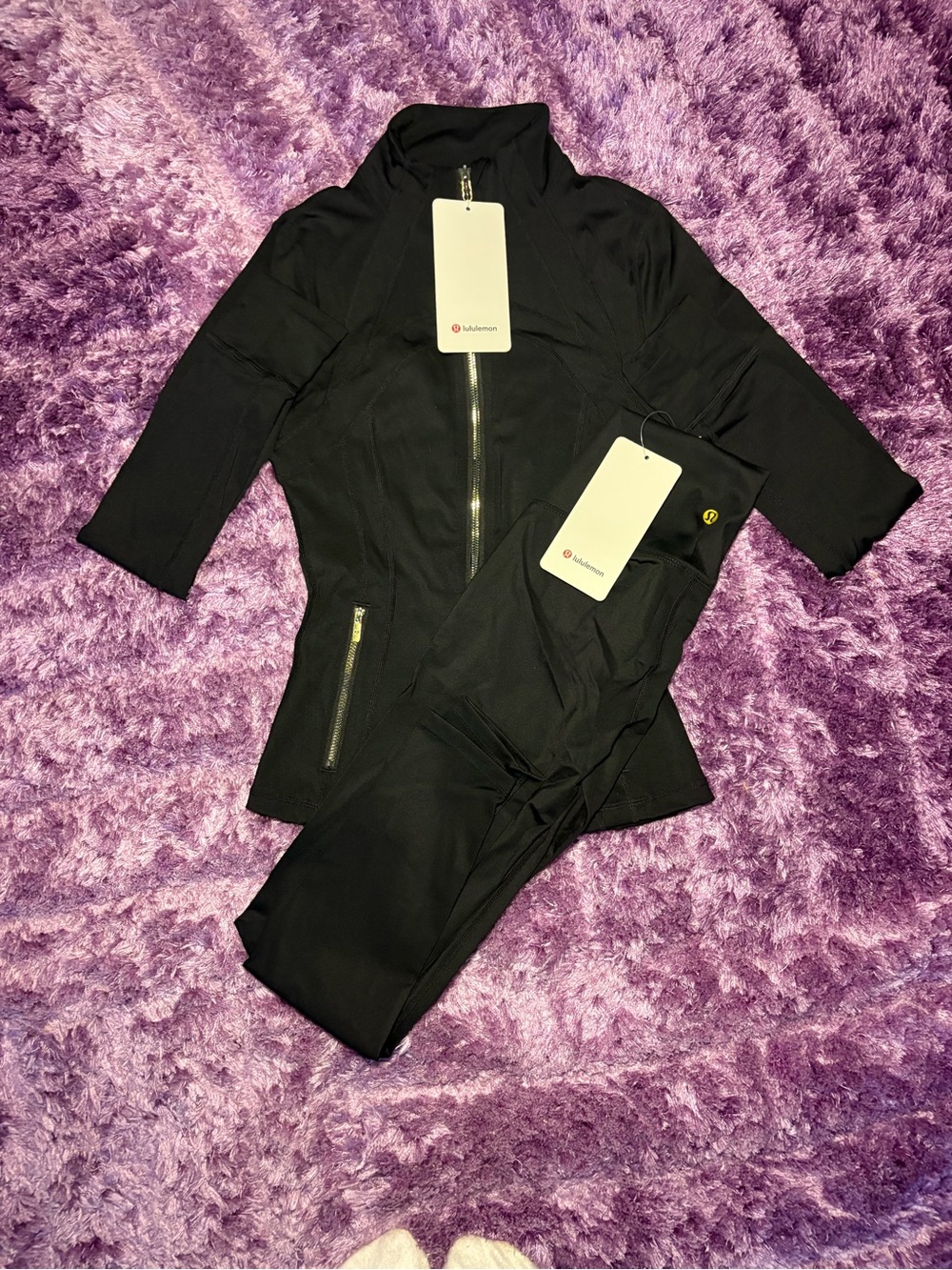 lululemon athletica Girls' Black Athletic Jacket and Leggings Set